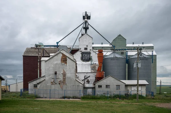 Three Hills, Alberta - July 4, 2021: Abandoned grain elevator at Three Hills.