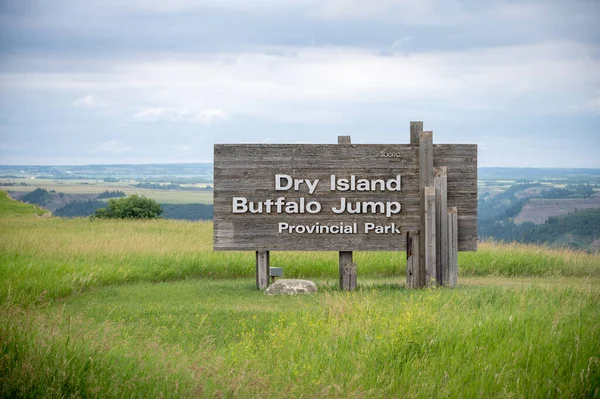 Huxley Alberta Července 2021 Přihlaste Vchodu Parku Buffalo Jump Provincial — Stock fotografie