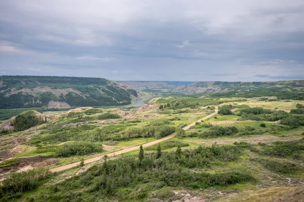 View Dry Island Buffalo Jump Traditional Site Indigenous Buffalo Hunt — Stock Photo, Image