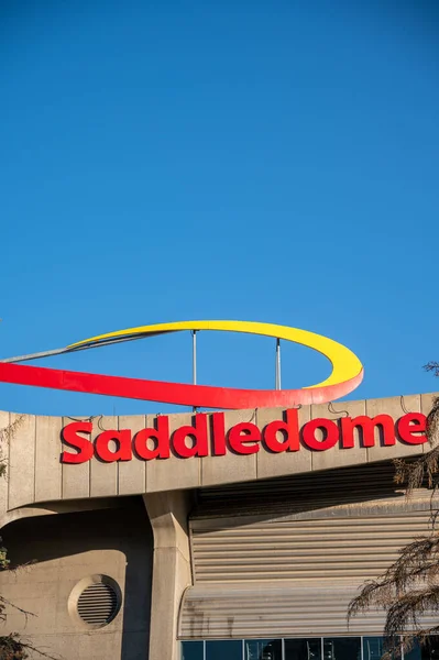 Calgary Alberta September 2021 Buitengevel Detail Van Scotiabank Saddledome Thuis — Stockfoto