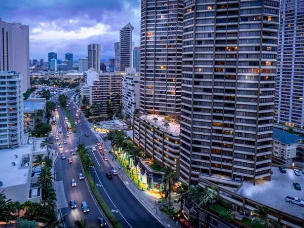 Waikiki skyline at sunset — Stock Photo, Image