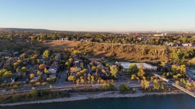 Aerial view of Calgary's skyline from Crescent Heights in autumn.