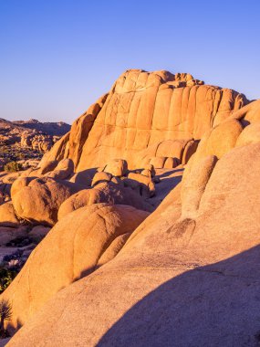Joshua Tree National Park içinde gün batımında Jumbo kayalar