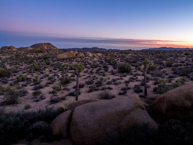 Joshua Tree National Park içinde gün batımında Jumbo kayalar
