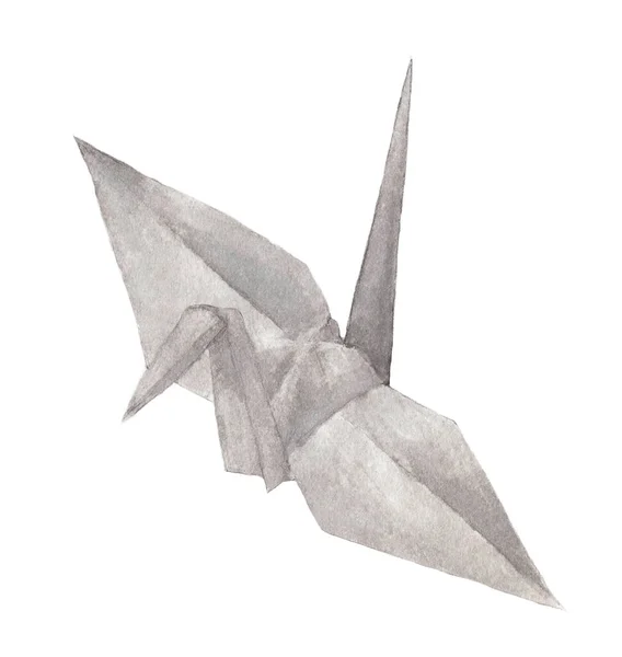 Watercolor Origami Crane White Background — Stock Photo, Image