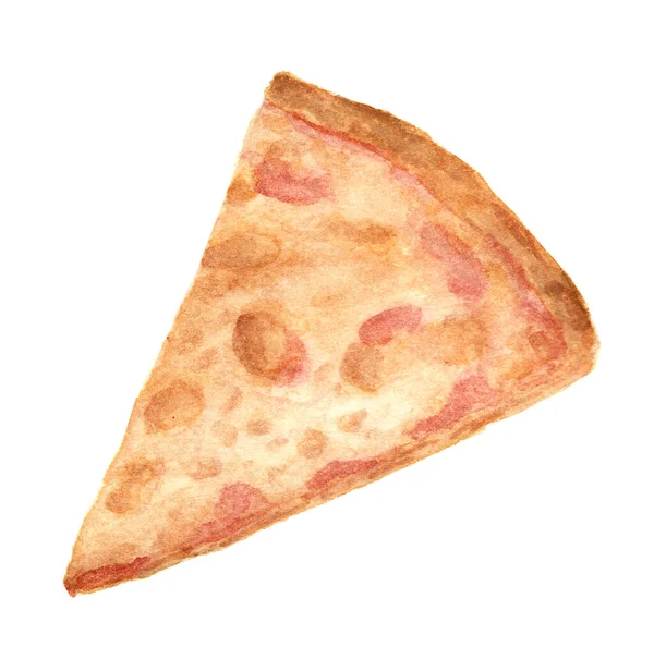 在白色背景上隔离的比萨片 带有剪切路径 水彩画 快餐菜单项说明 老式风格的食品绘图 — 图库照片