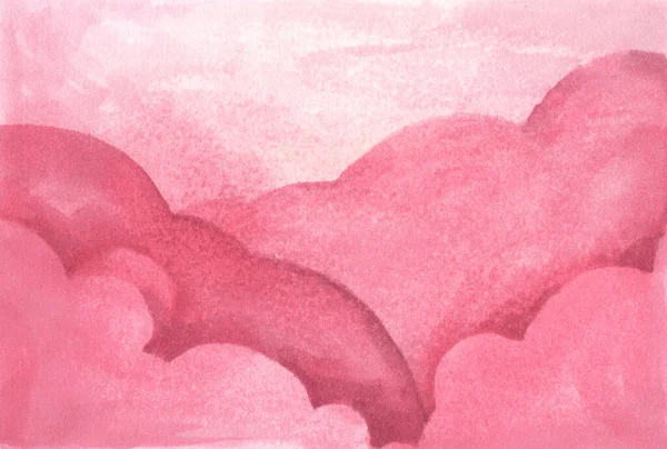 Roze Wolken Voor Achtergrond Abstract Pastel Aquarel Achtergrond — Stockfoto