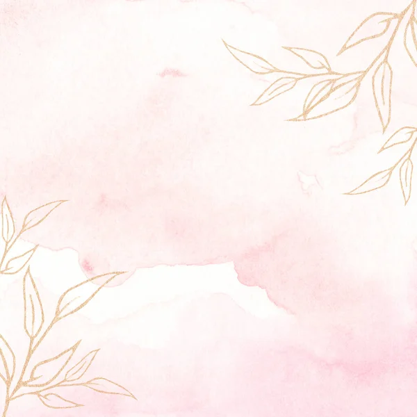 Akvarelové Pozadí Textura Měkká Růžová Zlatá — Stock fotografie