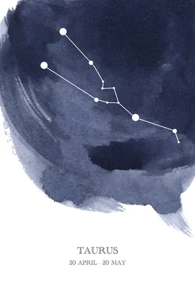 Астрологическая Акварельная Иллюстрация Созвездия Телец Гороскоп Звёздного Блеска Линий — стоковое фото
