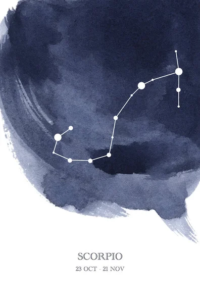 スコーピオ星座占星術の水彩イラスト 星の輝きと線で作られたスコーピオ星占いのシンボル — ストック写真