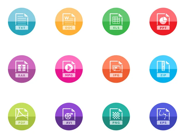 Iconos establecidos en círculos de colores — Vector de stock