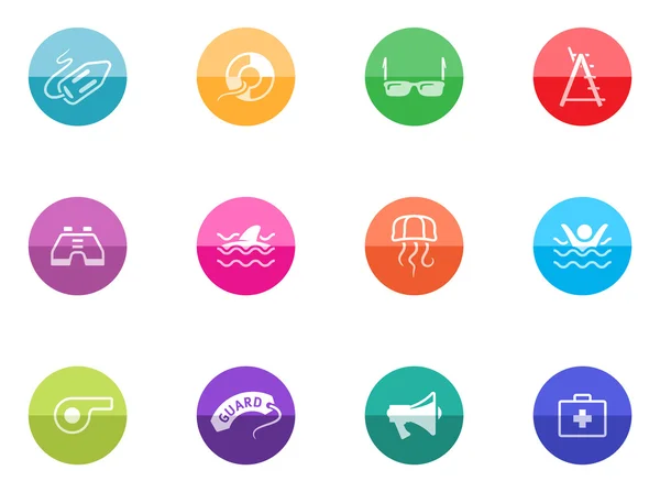 Ícones definidos em círculos coloridos —  Vetores de Stock