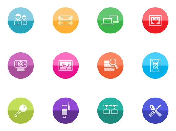 Iconos establecidos en círculos de colores — Vector de stock