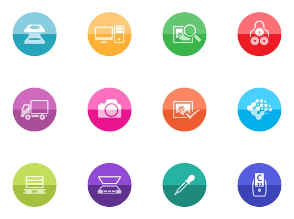 Iconos establecidos en círculos de colores — Archivo Imágenes Vectoriales