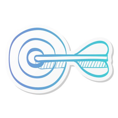 Arrow Bullseye simgesi çıkartma renkli. İş sporu hedef stratejisi