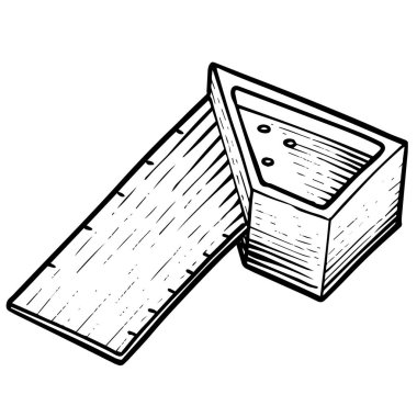 Tahta kesim çizim tarzında hükümdar. Ahşap çalışma aracı vektör illüstrasyonu.