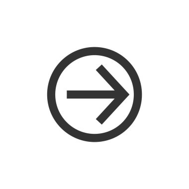 Ok simgesi kalın ana hatlarla çizilmiş. Siyah ve beyaz tek renkli vektör çizimi.