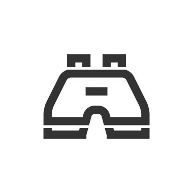 Kalın ana hatlı dürbün simgesi. Siyah ve beyaz tek renkli vektör çizimi.