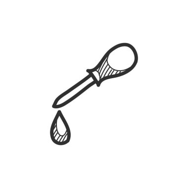 Robot resim şeklinde göz damlası simgesi. El çizimi vektör illüstrasyonu.