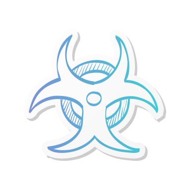 Yapıştırma renk biçiminde biyolojik tehlike sembolü simgesi. Bilim teknolojisi biyoloji çevre tehlikesi