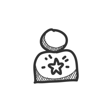 Robot resim tarzında yıldız olan insan figürü ikonu. El çizimi vektör illüstrasyonu.