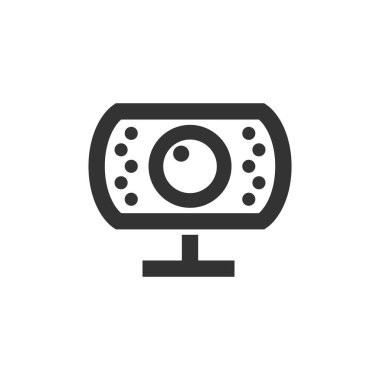 Kalın hatlı web kamerası simgesi. Siyah ve beyaz tek renkli vektör çizimi.