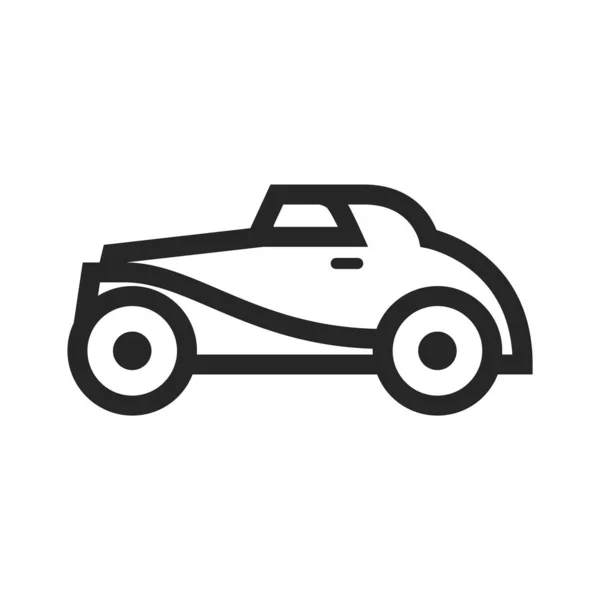 Icono Coche Vintage Estilo Contorno Grueso Ilustración Vectorial Monocromática Blanco — Archivo Imágenes Vectoriales