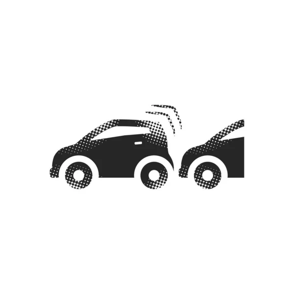 Значок Автокатастрофи Півтоновому Стилі Чорно Білий Монохром Векторні Ілюстрації — стоковий вектор