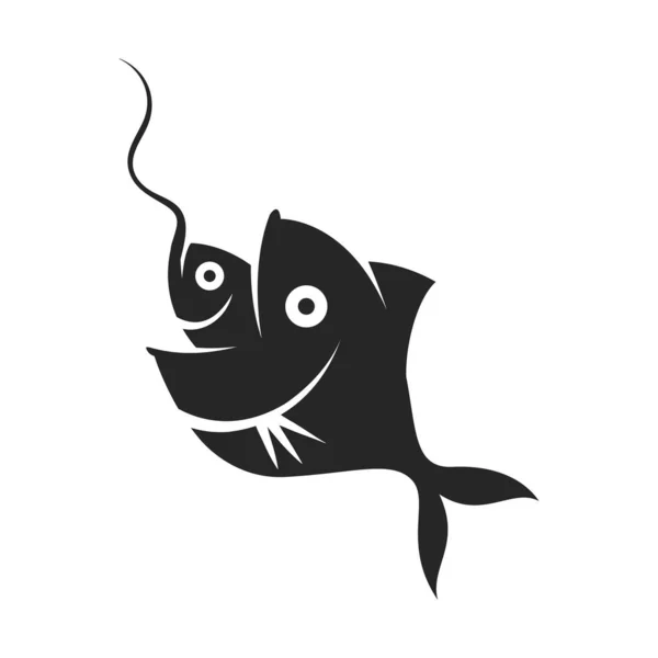 Pescado Comiendo Icono Cebo Blanco Negro Metáfora Negocios Ilustración Vectorial — Vector de stock