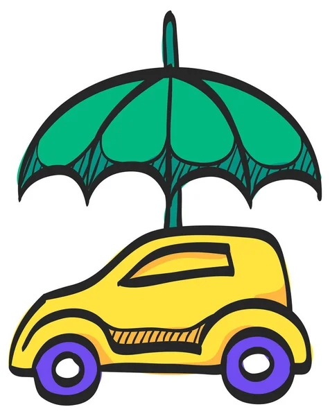 Bil Och Paraply Ikon Färg Ritning Försäkringsskydd Investeringstransport — Stock vektor