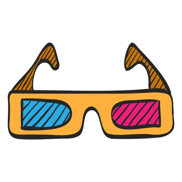 Icône Lunettes Dans Dessin Couleur Object Entertainment Vision Tridimensionnelle Regarder — Image vectorielle