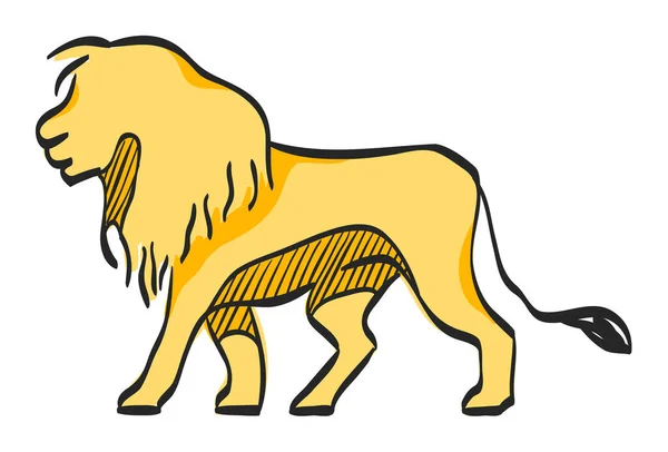 Icône Lion Dans Dessin Couleur Silhouette Logo Mammifère Carnivore Jungle — Image vectorielle