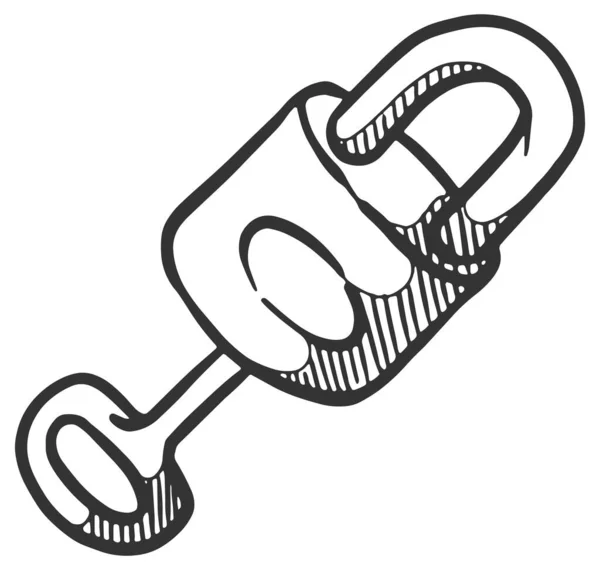 Handgezeichnete Vektor Illustration Für Schlüssel Und Vorhängeschloss — Stockvektor