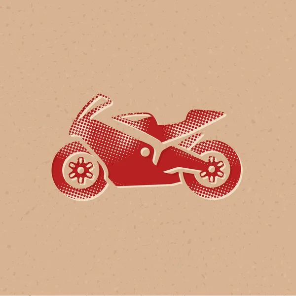 Ícone Motocicleta Estilo Meio Tom Grunge Fundo Vetor Ilustração — Vetor de Stock