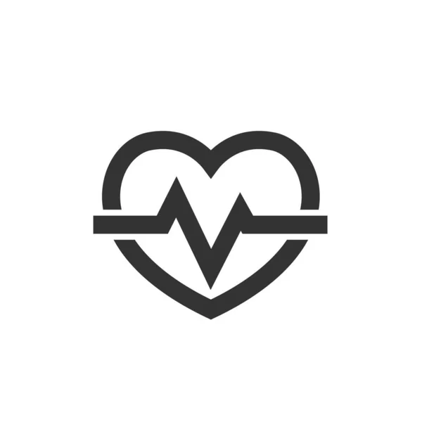Heart Rate Icon Thick Outline Style Black White Monochrome Vector — Stock Vector