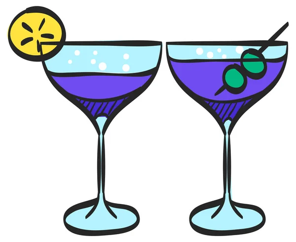 Ícone Vidro Vinho Desenho Cores Casal Celebração Beber Martini Cocktail — Vetor de Stock