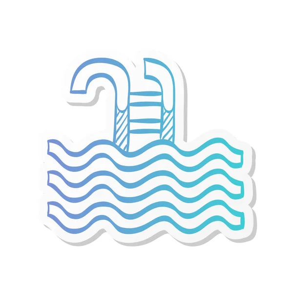 Swimmingpool Symbol Stickerfarbenstil Athletenfitness Wassersport Geschicklichkeit — Stockvektor