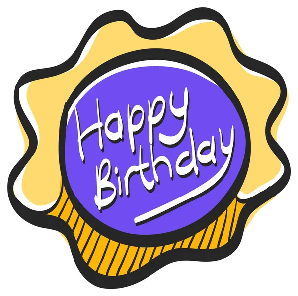 Birthday Cake Text Icon Color Drawing Anniversary Celebration Party Gift — Stock Vector