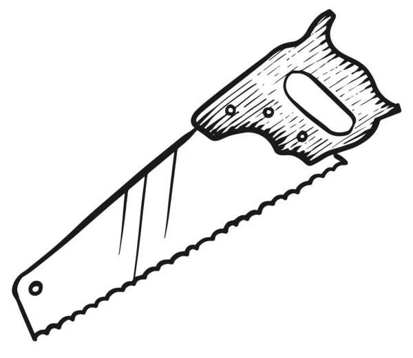 Иконка Ручной Пилы Стиле Эскиза Векторная Иллюстрация Инструментов Деревообработки — стоковый вектор