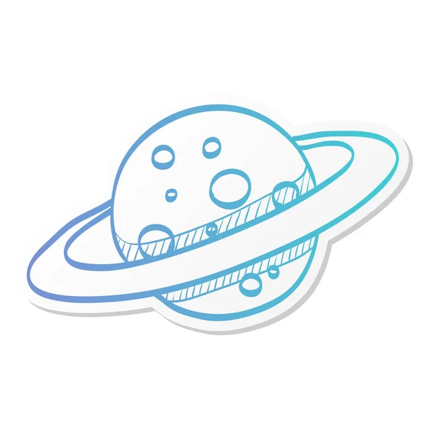 Planet Saturn Symbol Stickerfarbstil Plasma Gürtel Satellit — Stockvektor