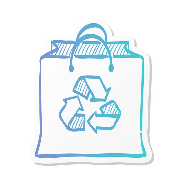 Prullenbak Symbool Pictogram Sticker Kleur Stijl Milieu Gaan Groene Papieren — Stockvector