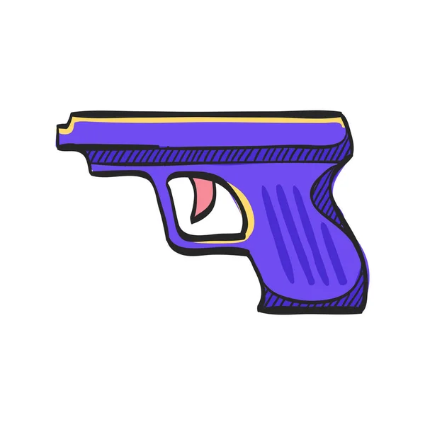 Ikona Zbraně Barevném Nákresu Pistole Automatická Policie Zločin Spouští Ochranu — Stockový vektor