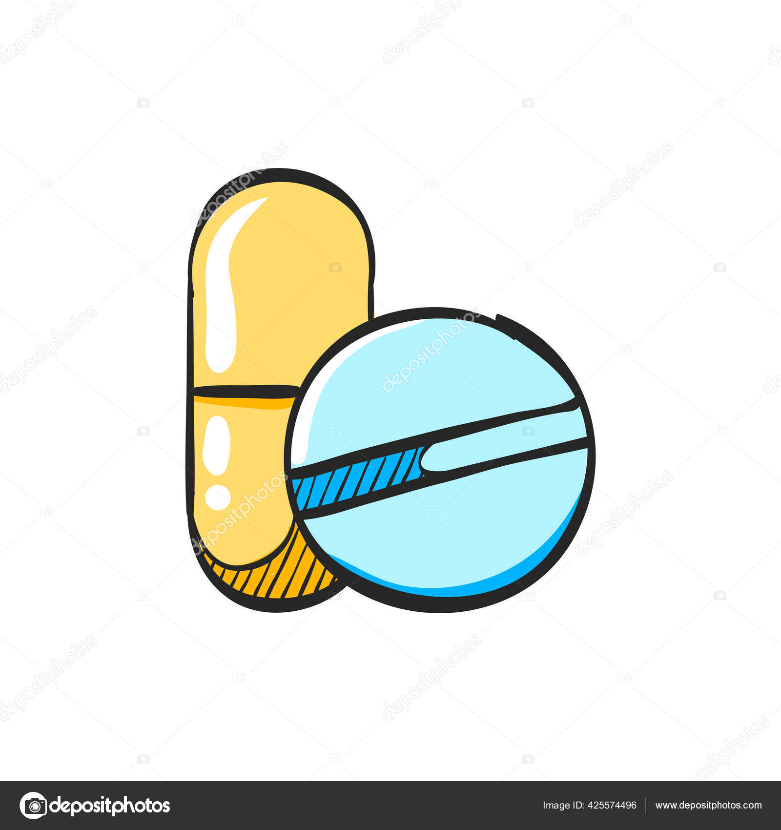 Ilustração De Comprimido De Medicamento Médico Desenhado à Mão