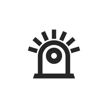 Kalın ana hatlı siren simgesi. Siyah ve beyaz tek renkli vektör çizimi.