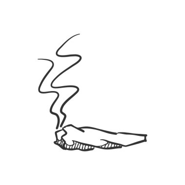 Eskiz tarzında esrar dumanı ikonu. Vektör illüstrasyonu.