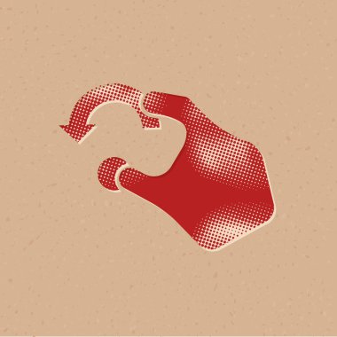 Yarım ton şeklinde parmak jesti simgesi. Grunge arkaplan vektör illüstrasyonu.