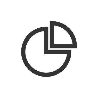 Kalın ana hatlı pasta çizelgesi simgesi. Siyah ve beyaz tek renkli vektör çizimi.