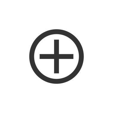 Artı tabela simgesi kalın taslak şeklinde. Siyah ve beyaz tek renkli vektör çizimi.