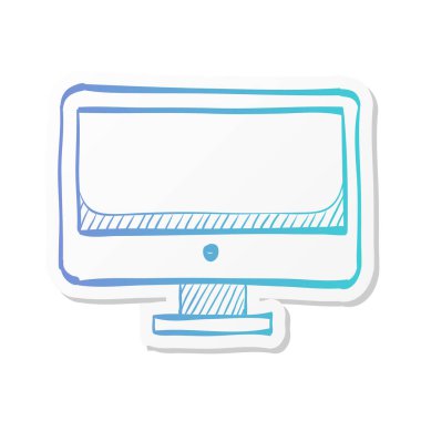 Yapıştırma rengi ile masaüstü bilgisayar simgesi. Elektronik ofis monitörü