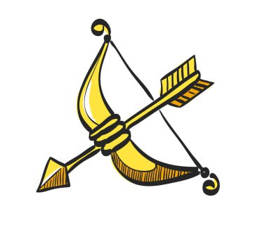 Renk çiziminde ok simgesi. Aşk Tanrısı flörtü